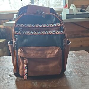 Stylish Brown and Black Backpack Purse